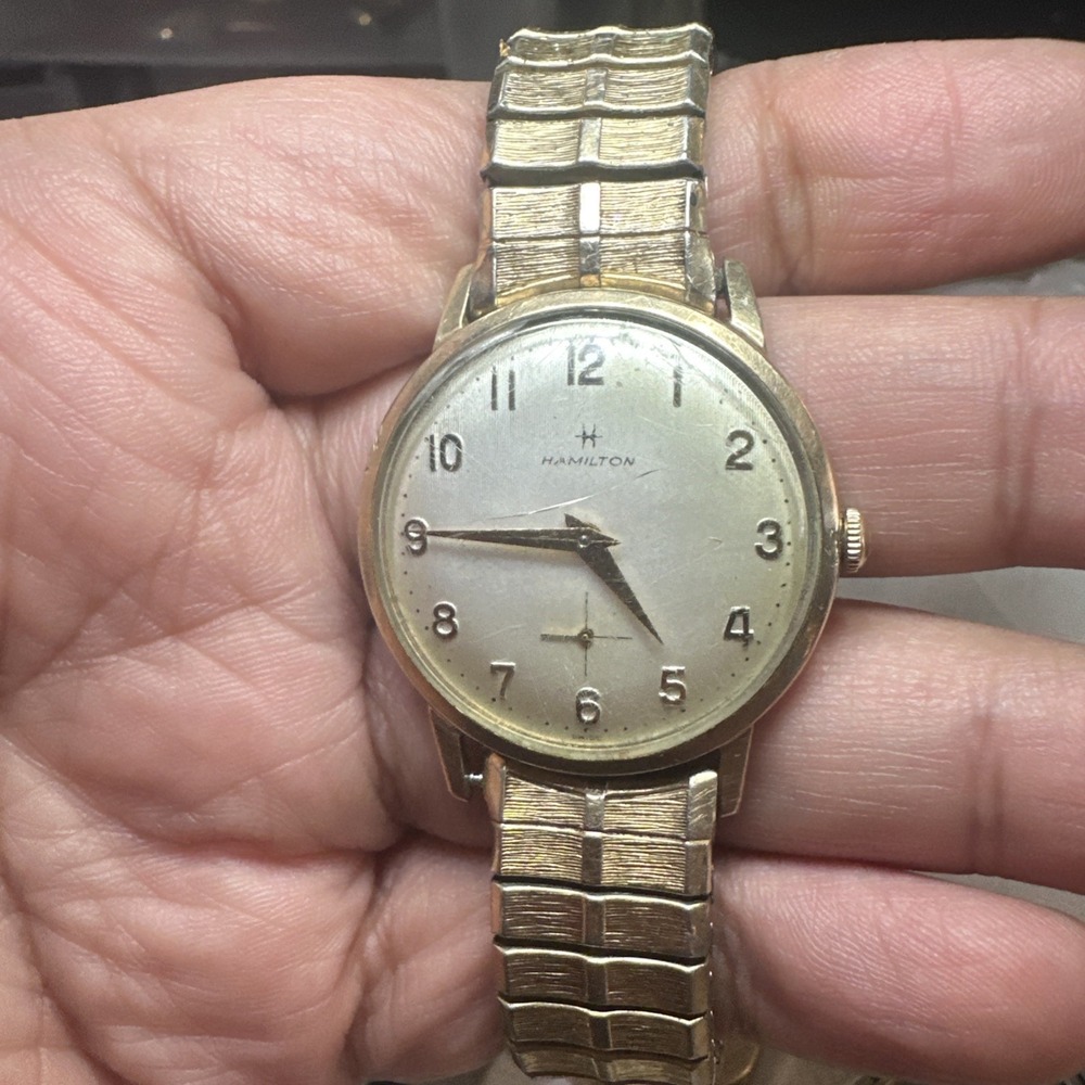 Working VTG HAMILTON Mens Swiss Watch 32mm 10k Gold RGP Bezel Manual Wind 17J